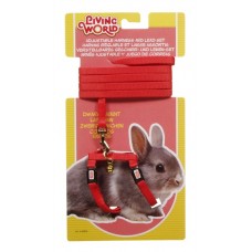 Living World Adjustable Harness and Lead Set For Dwarf Rabbits - Red - 1.2m (4ft)